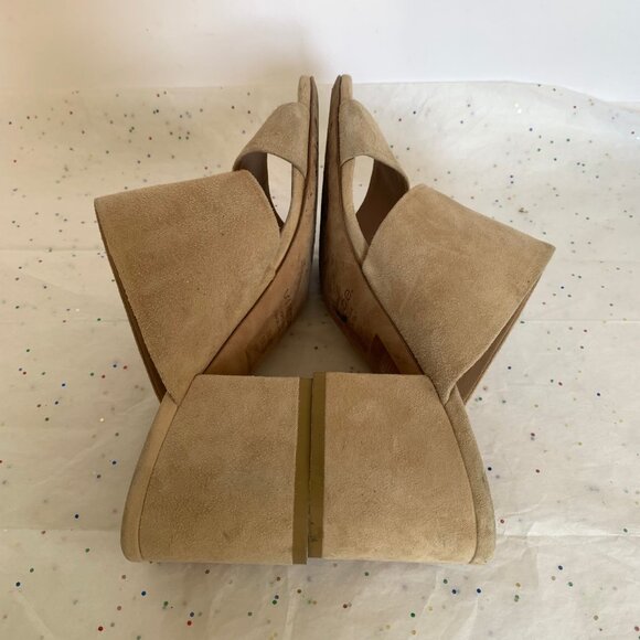 Vince Tan Suede Double Strap Benetta Slide Mule Block Heel Sandals - Size 8 - Picture 9 of 10